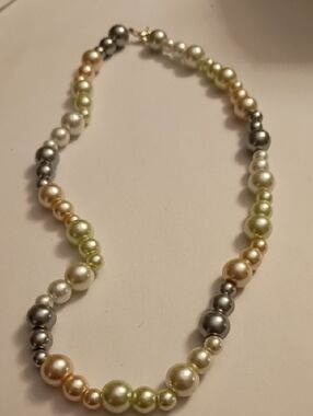 Multicolor Pearl Necklace - Pastel Pearl Strand
